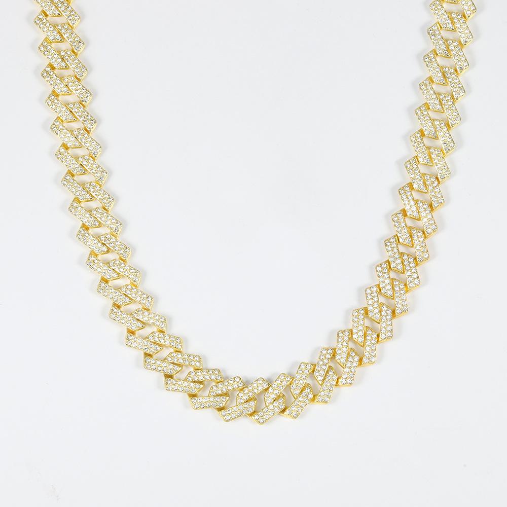 Chaîne Cubaine Tendance Style Hip Hop Homme Alliage Plein Diamant Mode Explosive Collier Vente Chaude en Europe et en Amérique