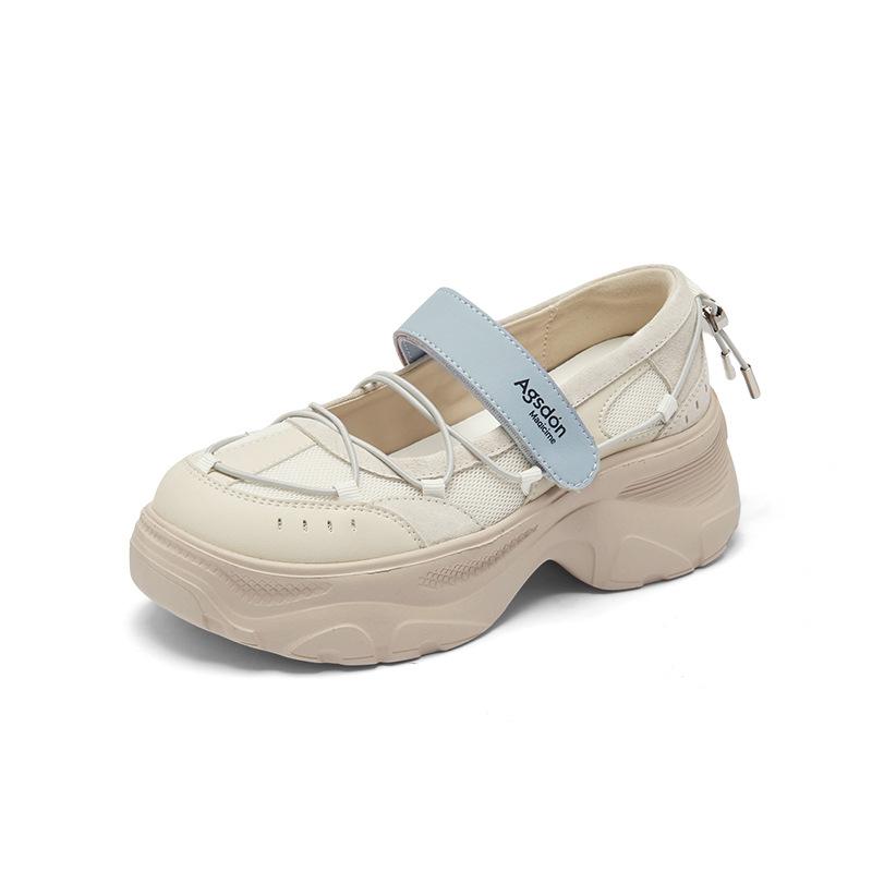 Augustine Sports Mary Jane Shoes Women's 2025 New Autumn Platform Casual Ballet Velcro Dexun Shoes