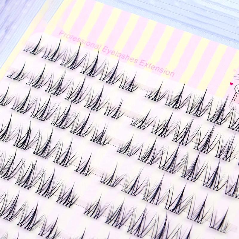 10 Filas/Caja Belleza de Pestañas Pestañas en Grupo para Ojos Pestañas Individuales DIY Estilo Coreano Cosplay Fibra Artificial Negro