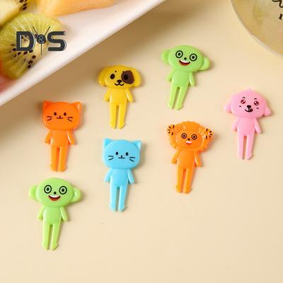 7/10 pezzi colorati Bento Stick antigraffio forchetta da frutta da dessert a forma di animale simpatico cartone animato