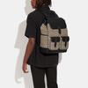 New COACH Frankie Fabric Cow Leather Patchwork Drawstring Bag Backpack Large Size Men's Gray & Black CE476-UW5