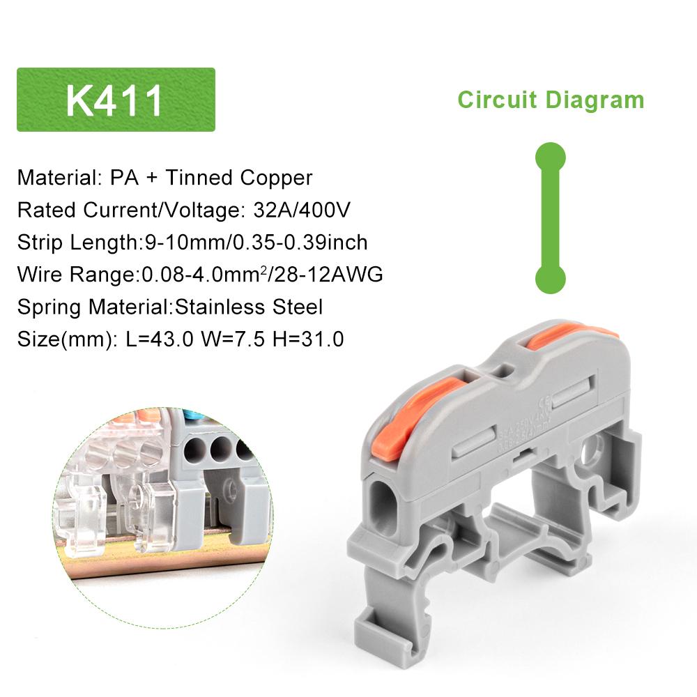 Din Rail Wire Connector  Fast Universal Compact Electric Cable LED Light Lamp Conector Wiring Conductor Terminal Block 2/3pin
