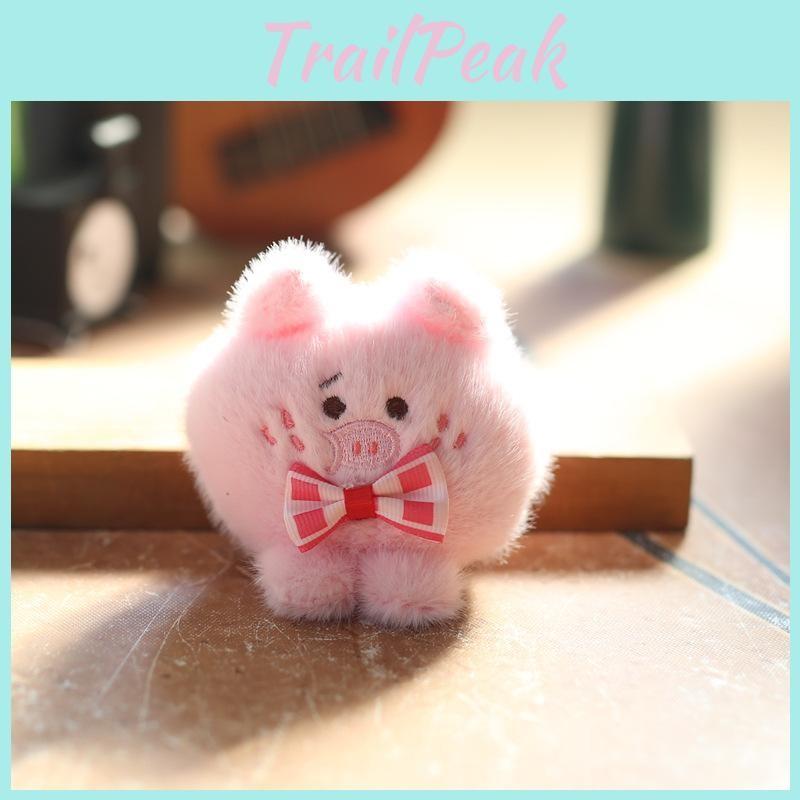 Cute Bow Pig Plush Stuffed Toy Keychain Bag Decor Pp Cotton Gift Girls For