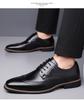 Gentleman Fashion Pointed Lace Up  Patent Leather Dress Casual Brogues Derby Shoes For Men Wedding Homecoming Footwear