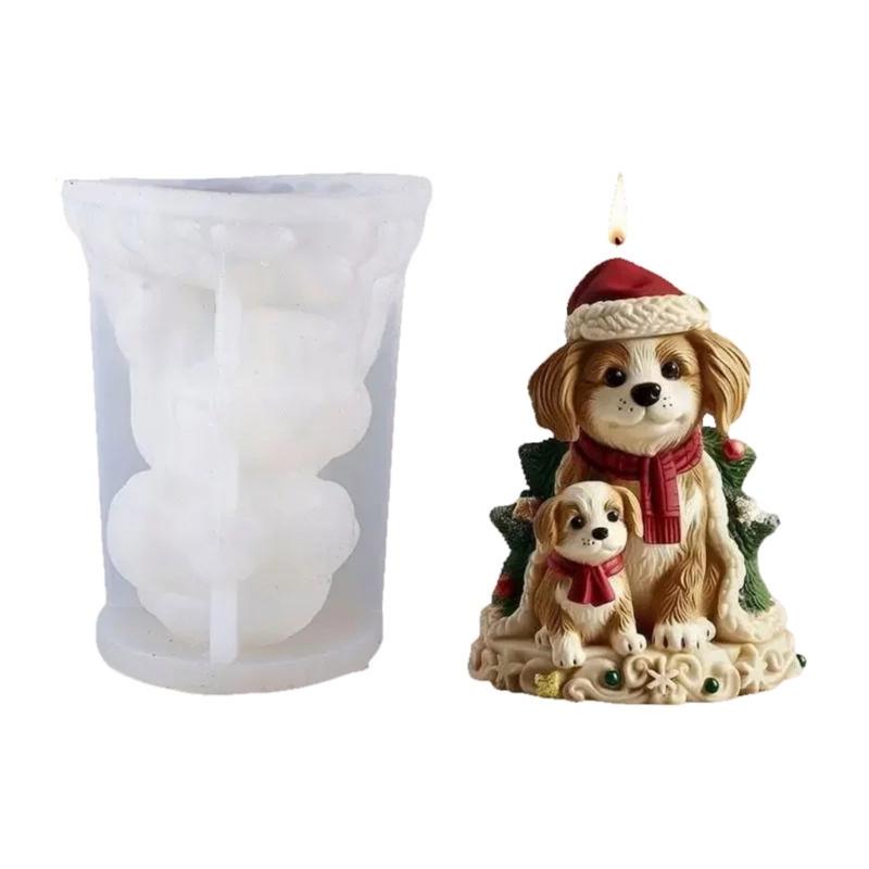 

Dog Figurine Silicone Mold Christmas Pet Candle Silicone Mould for Epoxy Resin Making Candle Soap Festival Decoration 1