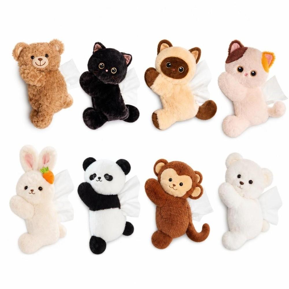 Plush Doll Car Tissue Box Cartoon Cat Kitten Paper Box Cute Armrest Box Paper Case  Car Inner Decor
