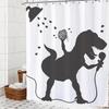 Funny Dinosaur Shower Curtain Kids Shower Curtains Set Cartoon Dino Raptor Silhouette Boys Bathroom Decor Fun Black White Fun