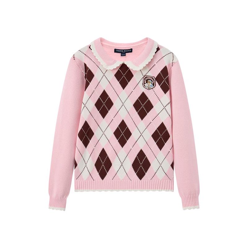 Teenie Weenie Kids' Girl's Argyle Knit Pullover Sweater