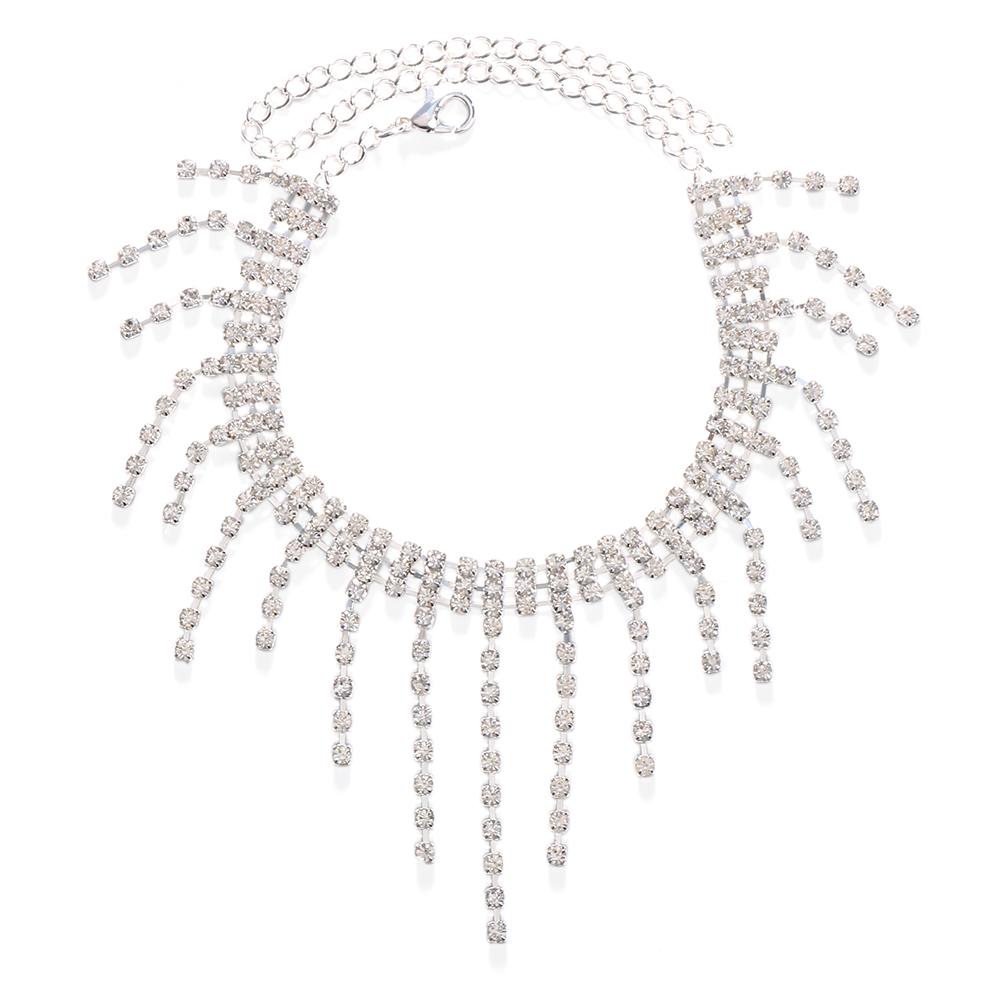 

Shinny, 1 шт., Stonefans, полный горный хрусталь, кисточка, регулируемая цепочка на лодыжку, ювелирные изделия для женщин, хрустальные ножные браслеты, браслет Cheville, подарки на ногу Silver Type 4