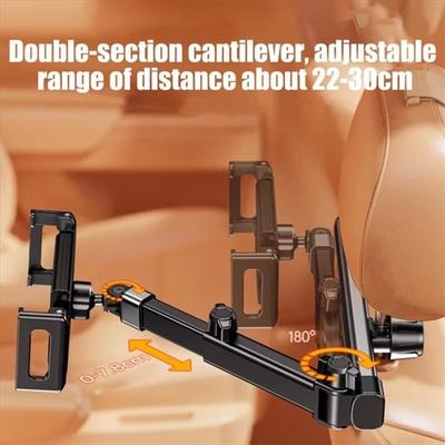 360° Adjustable X49A-Car Headrest Tablet Holder Stand For 6-12.9Inch Phone/Tablet Rotating Telescopic Tablet Bracket For Car
