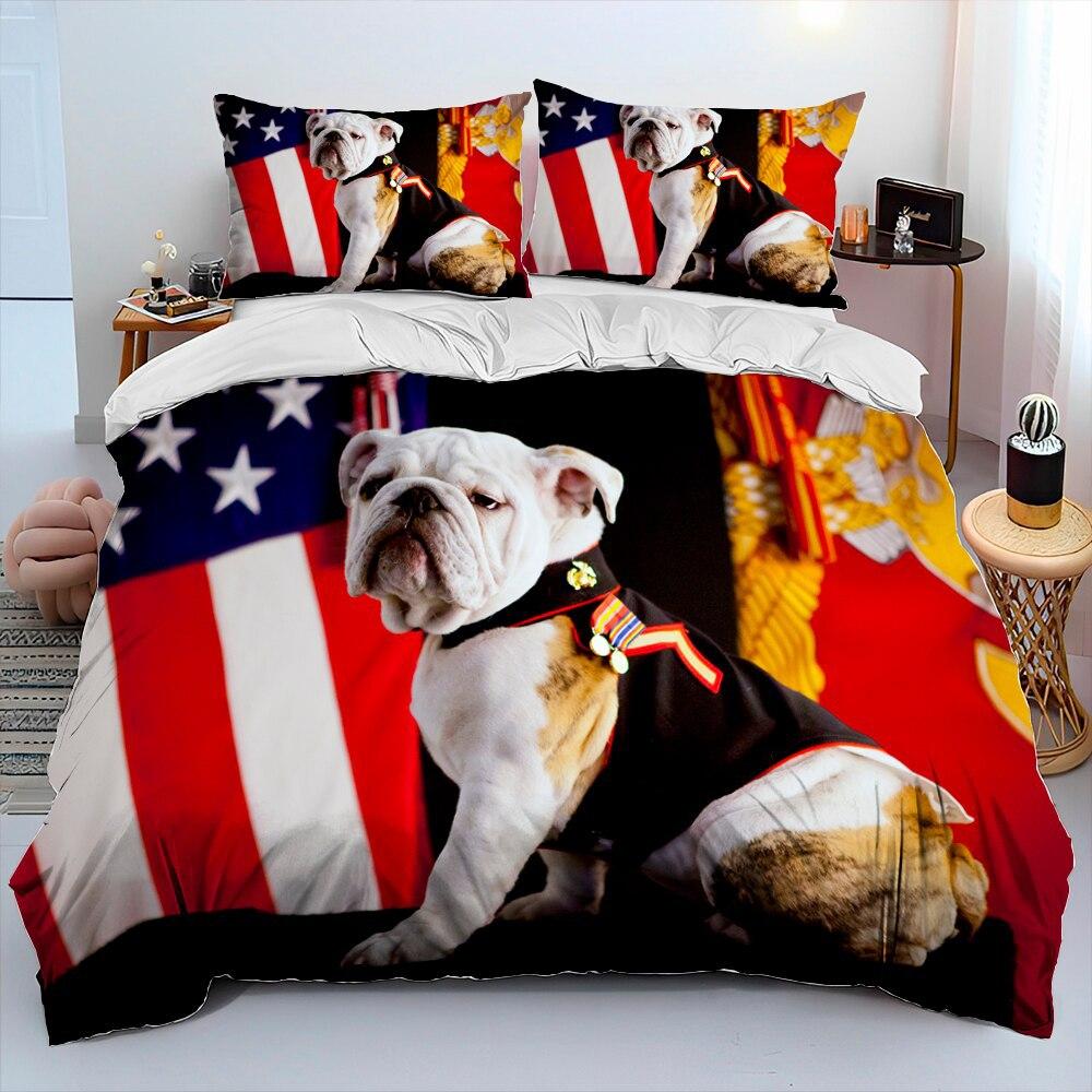 Three-Piece Digital Printing 3D Cute French Pit Bull Pet Puppy Quilt Cover Bedding Order