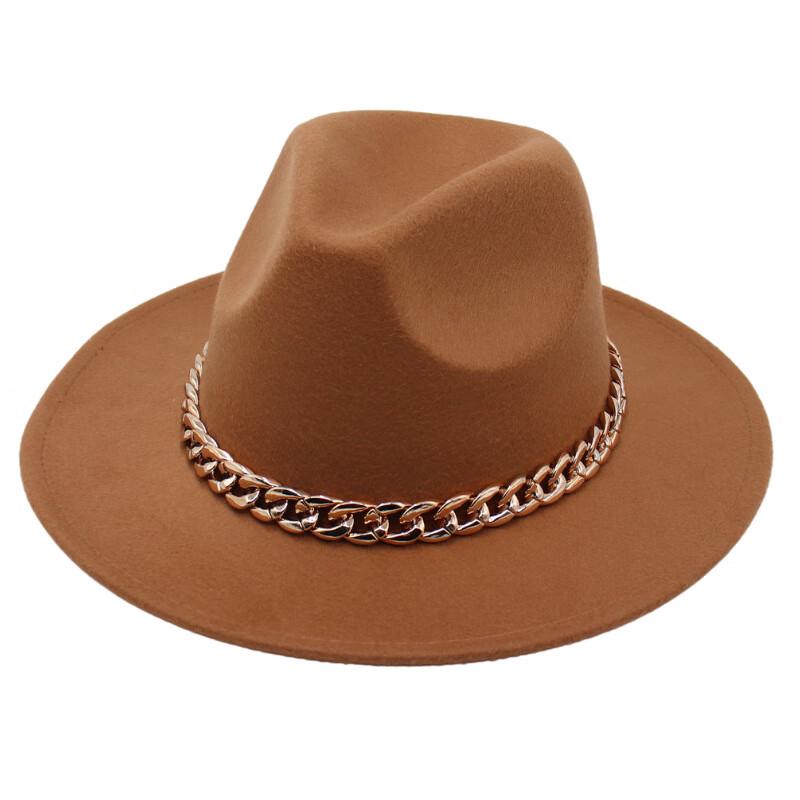 Unisex Chain Felt Fedora Hat for Stage Performance