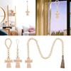 Cross Wood Bead Garlands with Tassels Decorative Birthday New Year Party Decor