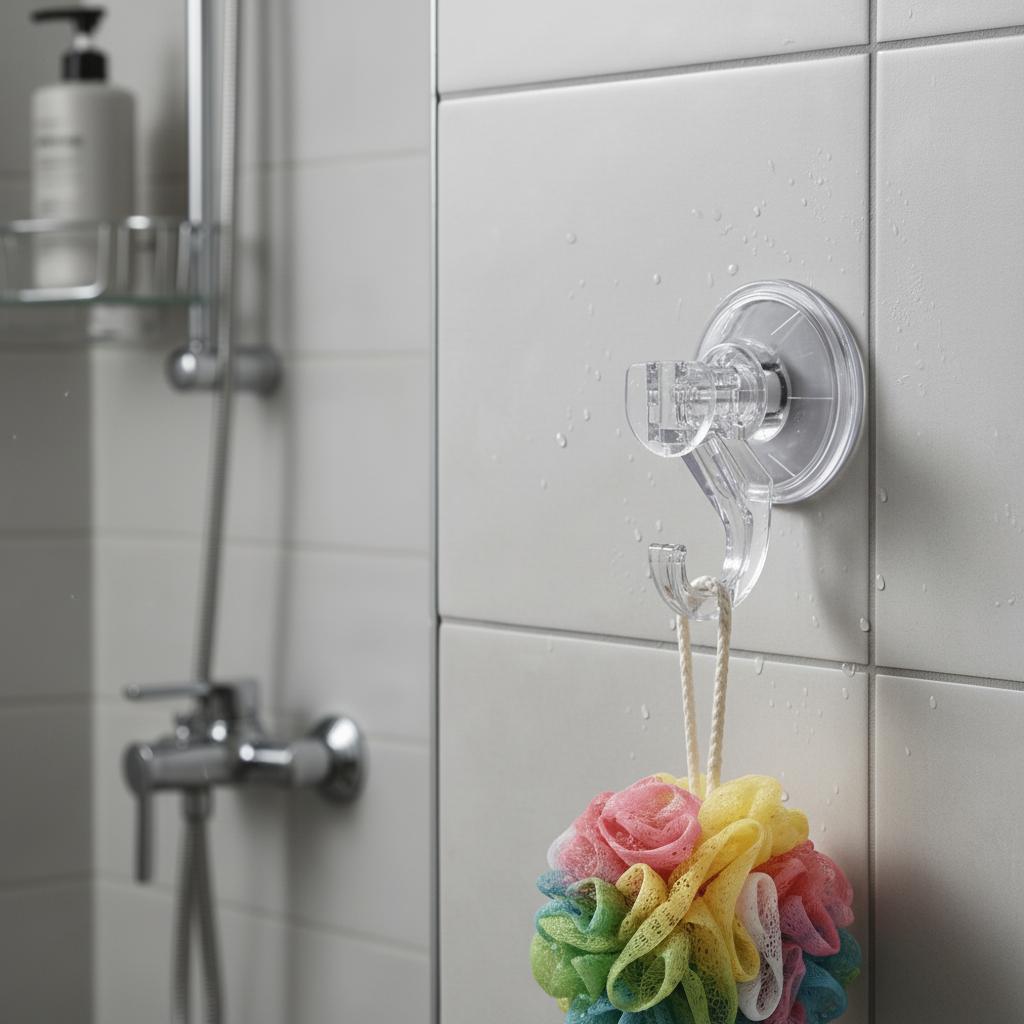 2 Pcs Removable Suction Cup Hooks Transparent Plastic Shower Suction Hooks Multi-Functional Shower Use Strong Hold Towel Hook