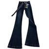 Women's Dark Blue High-Waisted Micro-Flared Jeans, Slim and Elastic, Autumn 2024 Trendy Wide-Leg Pants