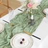 Bridal Shower Table Decor Rustic Cheesecloth Runner, Wedding Sheer Soft Polyester Runner Boho for Baby Centerpiece