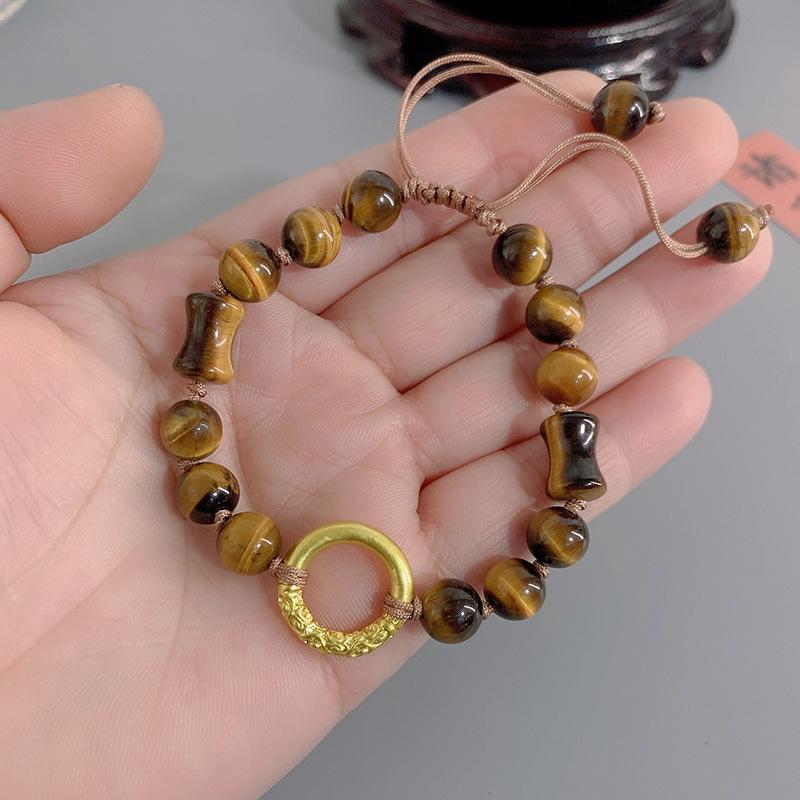 JYL TS Bracelet  Eye Letter Style Enhances Insight & Individuality Tiger eye safety buckle розовый коричневый