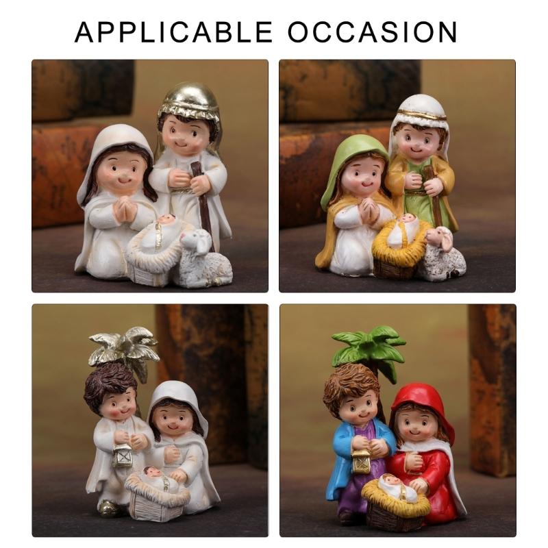 Elegant Nativity Scene Figurines Set for Christmas Home Decoration On Tables and Fireplaces Ornament