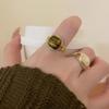 Vintage Amber Color Natural Stone Adjustable Ring Elegant Open Finger Ring Bohemian Style Jewelry for Fashionable Women