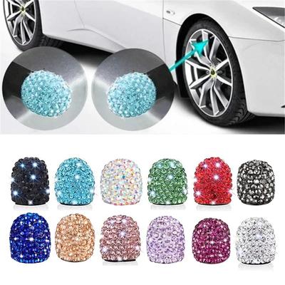 4PCS Bling Diamond Car Wheel Tire Valve Caps Tyre Rim Stem Covers for Automobiles Motorcycles Truck Bike Women Auto Amagi