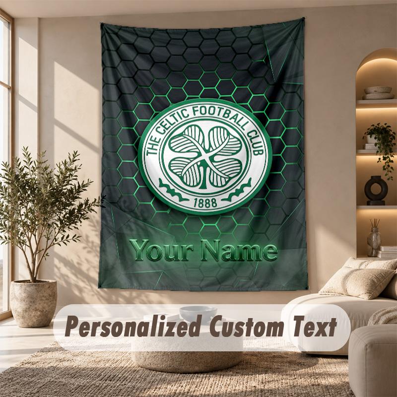 Tapestry Custom Name Text, Wall Hanging Tapestry Home Room DecorCeltic FC
