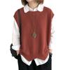 Women's Retro Knitted Vest - 2024 Spring/Autumn Style, Solid Color, Loose Fit, Round Neck, Irregular Pullover Waistcoat.