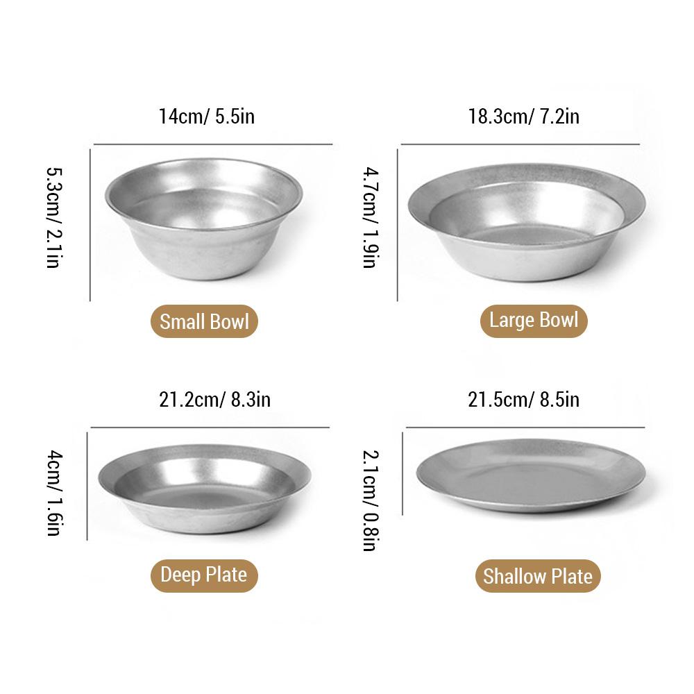Juegos de vajilla para acampar Platos y cuencos reutilizables de acero inoxidable para acampar al aire libre y hacer senderismo
