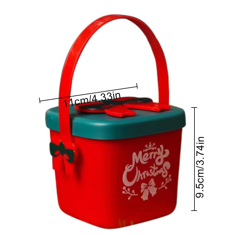 Portable Christmas Gift Box Eve Apple Packing Bag Santa Candy Snack Storage Bucket for Home Xmas Holiday New Year Party Supplies
