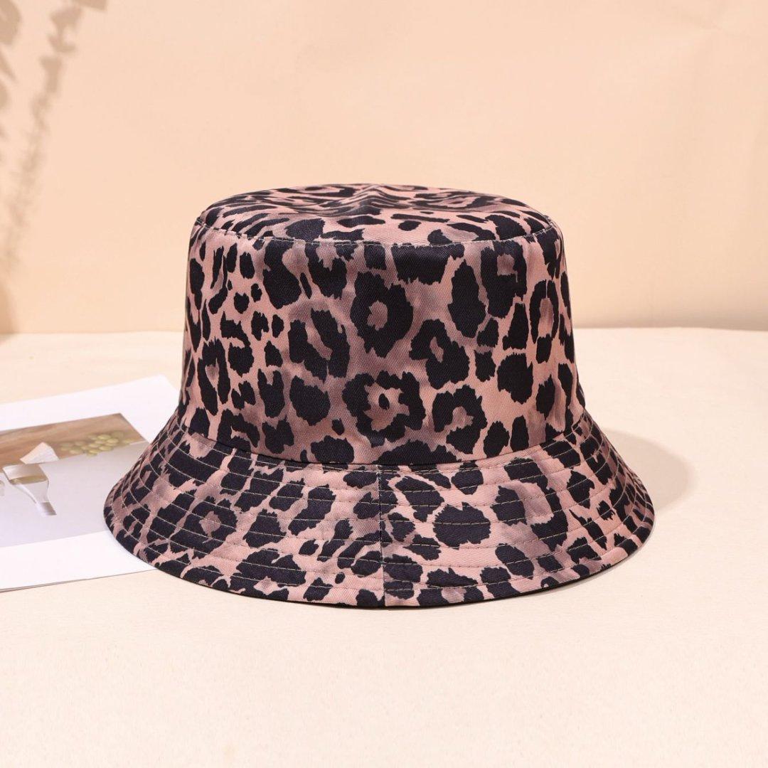 Spring And Summer Sun Hat Fashionable Versatile Face Bucket Hat Leopard серый