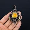 Bumblebee Jasper Gemstone Pure Copper Wire Wrapped Designer Handmade Pendant Jewelry