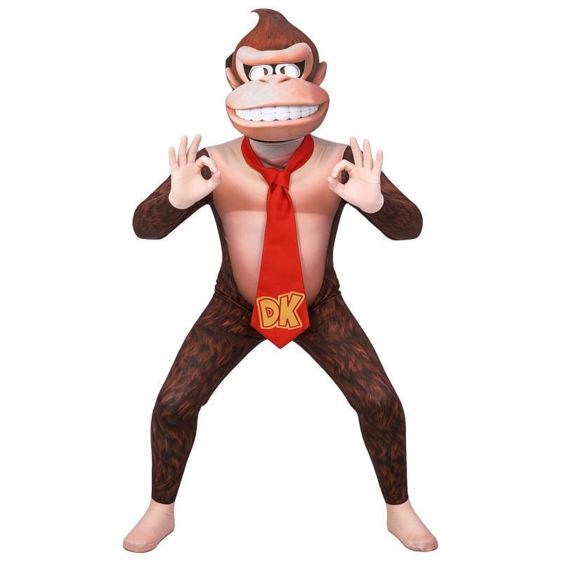 Super Mario Bros Donkey Kong Cosplay Costume For Kids And Adults With Gorilla Head Mask For Halloween Party