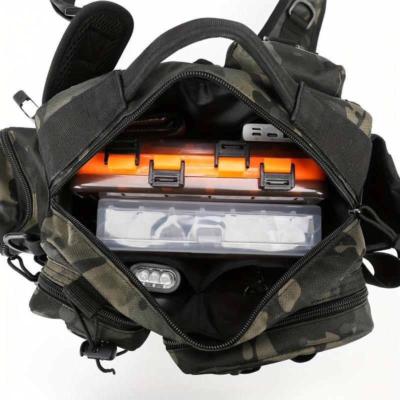 Mochila de pesca multifuncional impermeable para pesca, escalada, senderismo y acampada: práctica bolsa de almacenamiento para aparejos con múltiples compartimentos