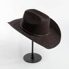 100% Wolle Woll-Cowboyhut Breiter Rand Konkave Form Western-Cowboyhut Mit Nieten Besetztes Lederband Dekorative Schnalle Breiter Rand Fedora Hut