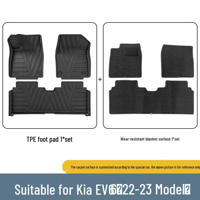 Kia EV6 Floor Mats Set (2022-2023) - Full Coverage TPE Mats & Trunk Protector