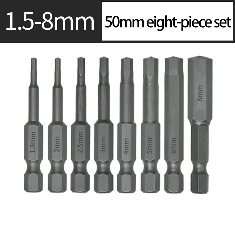 8/10pcs Set 1/4Inch Hex Shank(1.5-12)X50mm Steel Inner Hexagon Head Drill Screwdriver Set with Magnetic Bits Hex Head Allen Bits