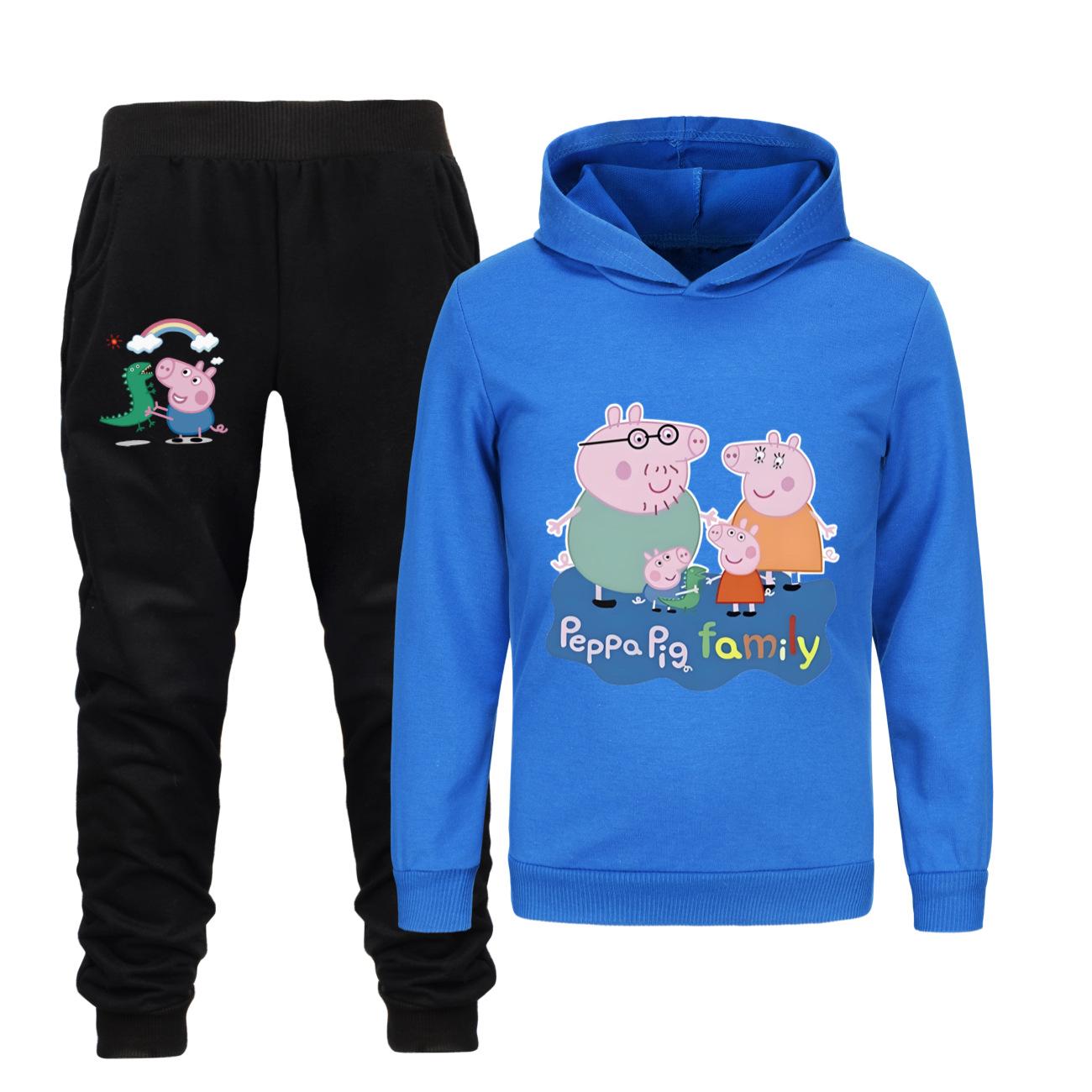 

Детские костюмы Милый принт маленькой свинки Детский худи-костюм 160 синий