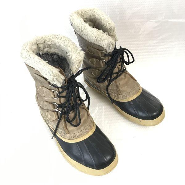 80s-90s Canada Made/SOREL/Leather Snow Boots/24.0-25.0/Brown/With Inner Lining/Waterproof/Caribou(USED)
