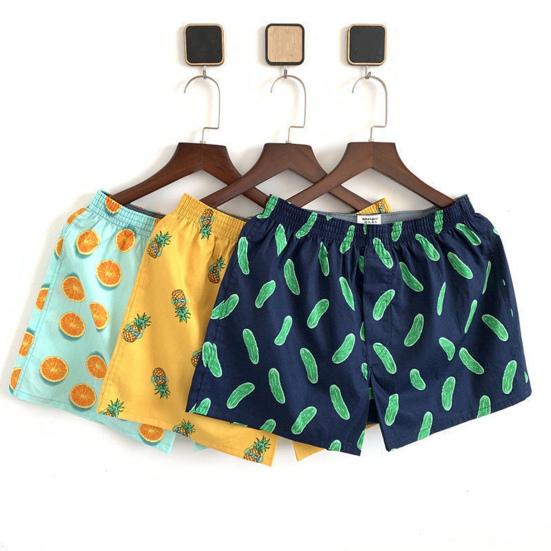 Men Elastic Waistband Thin Men Panties Coconut Tree Print Loose Shorts Briefs Breathable