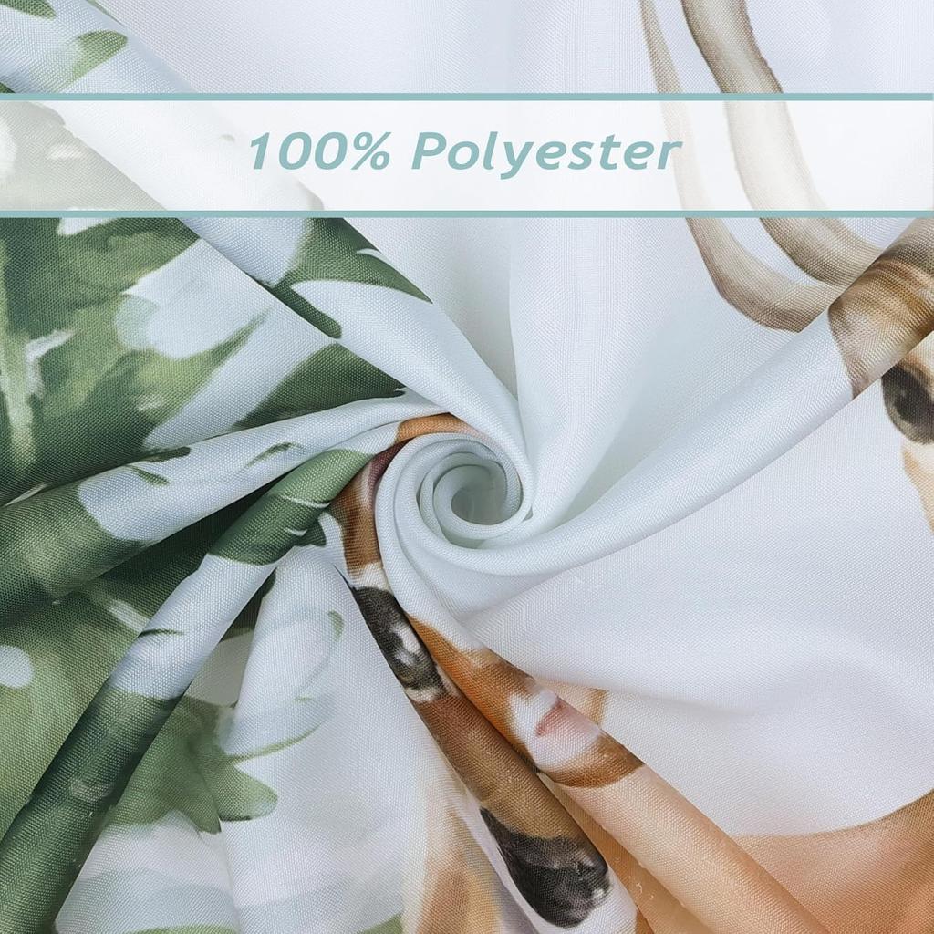 Winter Hirsch Duschvorhang, Verschneite Kiefernhütte Schneeflocke Weihnachten Badezimmer Vorhang Polyestergewebe Wasserdichter Badvorhang