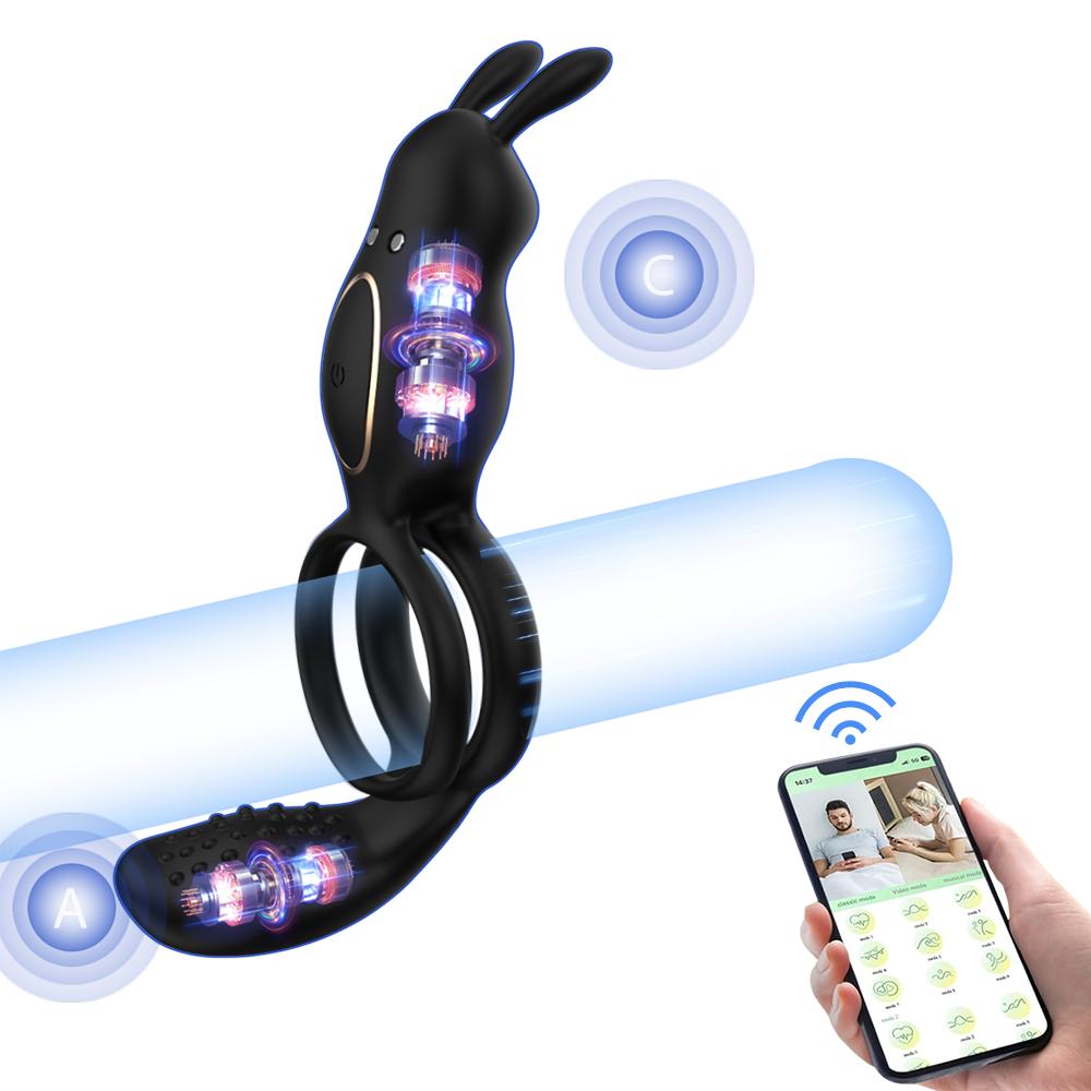 Vibrating Cock Ring with Rabbit Clitoral Stimulator Penis Ring Vibrator Couples Adult Sex Toys for Men Male Couple Sex Toys 18+