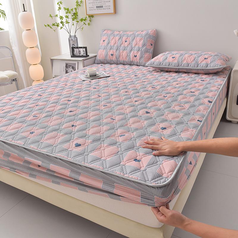 Thicken Mattress Cover for Home Funda De Colchón 100% Cotton Fitted Bedsheet King Size Floral Bed Covers 150x200(no Pillowcase)