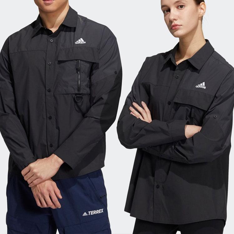 adidas Casual Sports Solid Color Breathable Long Sleeve Shirt Men Tops Black H13776