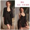 Women's Plus Size Satin Deep V Padded Backless Sleep Dress with Robe Lounge Set