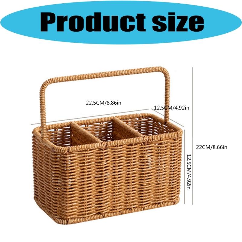 Kitchenware Cutlery Organizers Tray Picnics Basket With Handles Perfect For Camping Travel And Kitchen Utensils Storage