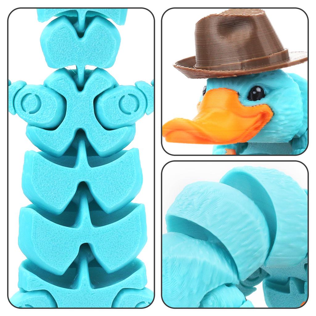 3D Printed Articulated Platypus, Decorative Toy, Can Be Used For Stress Relief, A Great Gift (Including A Hat)