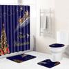 Christmas Shower Curtain Floor Mat Combination Four-Piece Set Bathroom Toilet Carpet Shower Room Mat Foot Mat