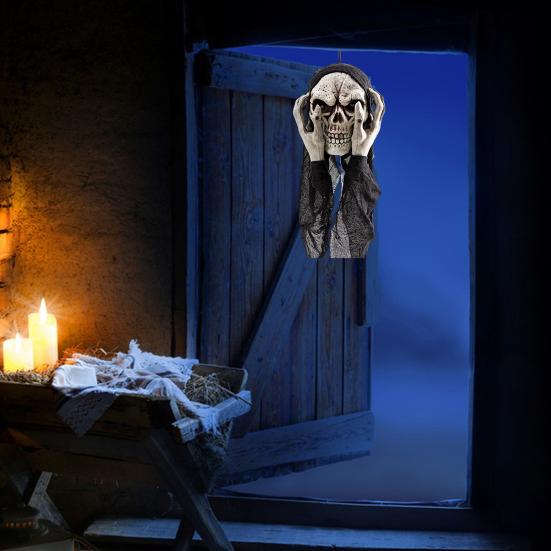 Halloween Skull Head Decor Plastic Realistic Human Skull Figurine for Graveyard Scene Haunted House Bar Home Table Decorations