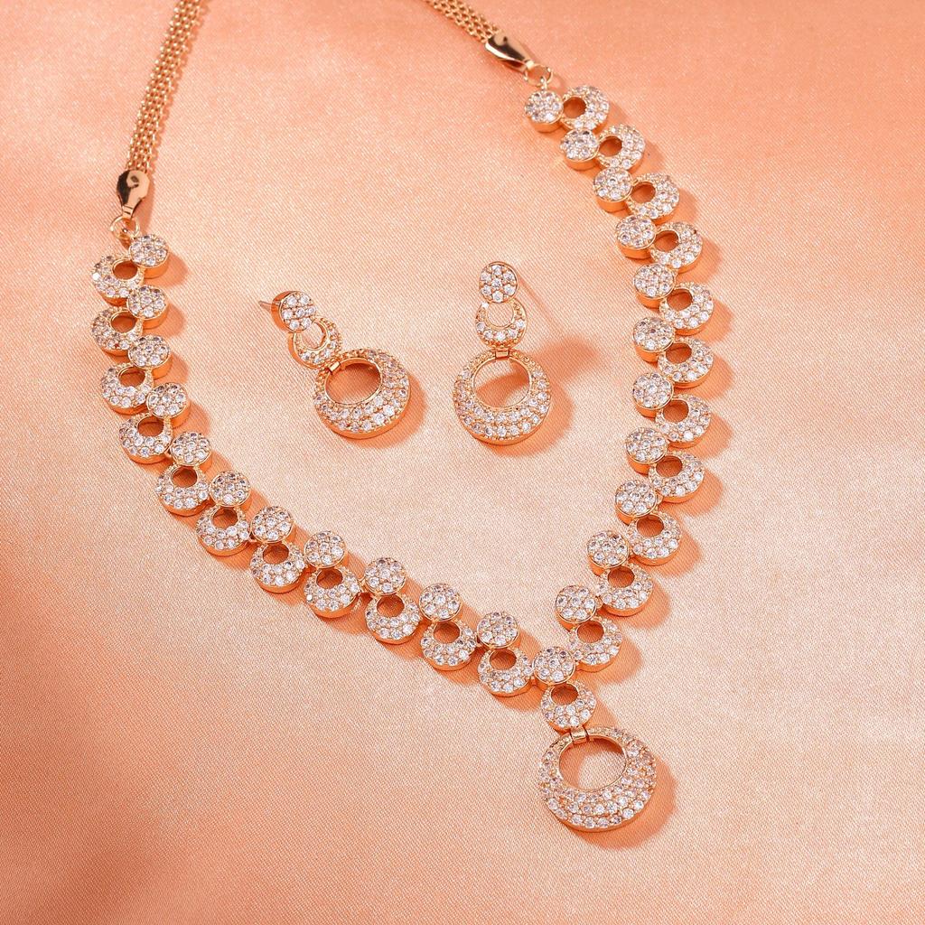 Estele – Designer-Halskettenset mit Zirkonia in Roségold für Damen