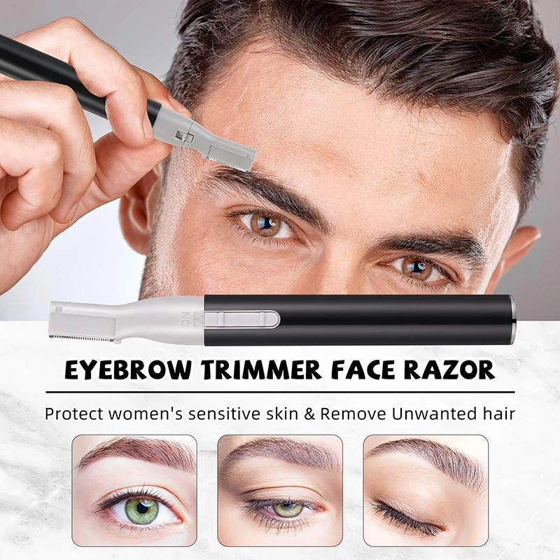 Portable Electric Eyebrow Trimmer Hair Remover Face Razor Blades Shaver Makeup Cosmetic Kit Epilator