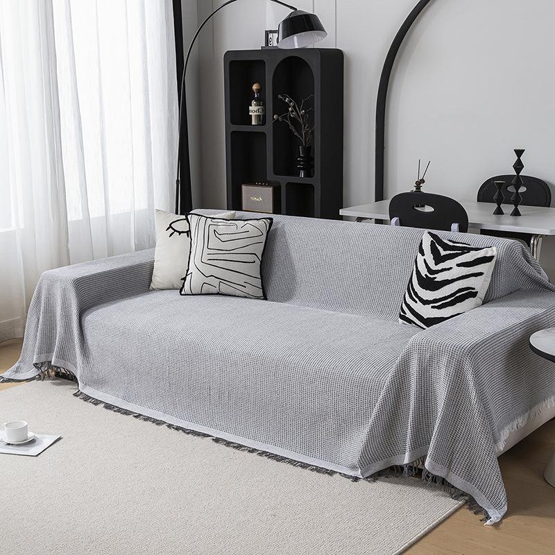 Nordic solid color four-season cotton thread blanket, simple seat cushion ins wind sofa towel, fashionable lunch break blanket